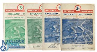 1950-1952 England v Ireland & v Scotland Rugby Programmes (4): Card issues from HQ for two Irish &