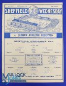Pre-War 1934/1935 Sheffield Wednesday v Oldham Athletic Central League Reserves 4 page match