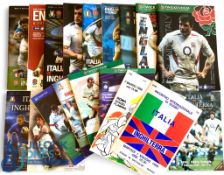 1990-2014 England & Italy Rugby Programmes (19): In Italy 1990/92, in England 1996 & 98, then 2000-