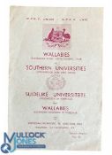 1963 S Universities v Australia Rugby Programme: Traditional white 4pp foldover W Province issue.