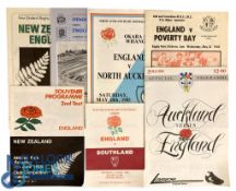 1985 England Rugby Programmes in New Zealand (7): Both tests and v Southland, N Auckland, Poverty