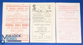 Selection of St. Patrick's Athletic home programmes 1948/49 Shelbourne (FAI Cup), 1954/55 Cork