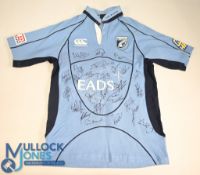 Cardiff Blues Fully Signed Home Rugby Shirt, made by Canterbury of New Zealand- size S with# 27