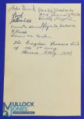 1945 Autograph card signed by the 5th Army side v FA Army Touring XI in Florence 20 May 1945; the