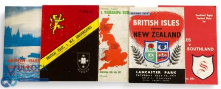 1971 British & I Lions in NZ Rugby Programmes (5): v Southland, Taranaki, NZ Universities, 2nd