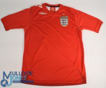 England International 2006 away football shirt Umbro, one star above badge, in red, short sleeve,