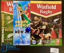 1997-99 New Zealand in S Africa Test Rugby Programmes (3): Thick neat A5 colour issues from the