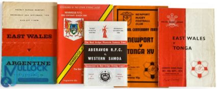 1964-88 S Hemisphere Teams in Wales Rugby Programmes (7): Tonga v Newport & East Wales (2) 1974;
