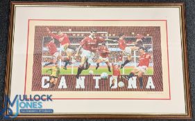 Eric Cantona Manchester United Football limited edition print No.7/475, by Deborah Elliot, framed