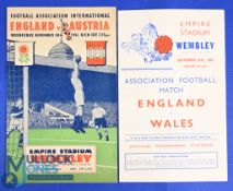 1943 England v Wales War international programme at Wembley 25 September 1943, 4 page issue; 1951