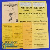 Selection of Glastonbury FC homes 1948/49 Yeovil Town, 1951/52 Portland Utd, Bath City (FAC), 1952/