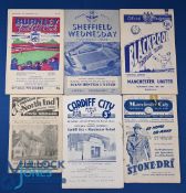 1953/54 Manchester Utd away match programmes Sheffield Wednesday, Blackpool, Preston NE, Cardiff