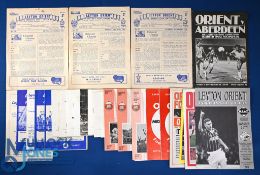 Selection of Leyton Orient home match programmes 1955/56 QPR, Millwall, 1957/58 Reading (FAC),