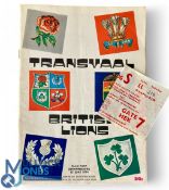 1974 British & I Lions v Transvaal Rugby Programme & Ticket: Very colourful cover on this
