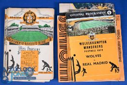 Selection of Wolverhampton Wanderers match programmes 1954/55 Arsenal, Leicester City, Sheffield