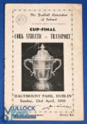 1950 FA of Ireland Cup final programme Cork Athletic v Transport at Dalymount Park, Dublin 23