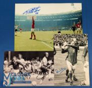 Three Signed Football Photographs: a Ray Wilson 66 England signed 12