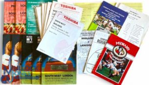 English Regional/Divisional Championship Rugby Programmes (22): Mostly 1980s and after, v other