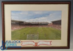 Scarce Manchester United Old Trafford Stadium Print - framed under Perspex - size # 50cm x 72cm