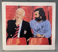 George Best signed Manchester United print, after the original painting by artist Ralph Sweeney