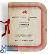 Scarce 1935 Eve of Wales v NZ 1905 Reunion Dinner Menu: Really special item, large red-ribboned