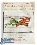 1963 S Africa v Australia 1st Test Rugby Programme: Substantial larger format Pretoria issue with