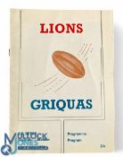 Scarce 1974 British & I Lions v the Griquas Rugby Programme: 16pp issue, v difficult to locate, good