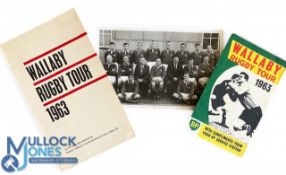 1963 Two Different Itinerary Cards & Springbok XV Photocard (3): Pair of different, colourful, small