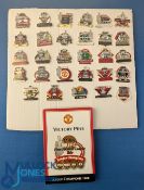 Manchester United Danbury Mint Victory Pins Football Badges: 29 metal badges with 28 cards in good