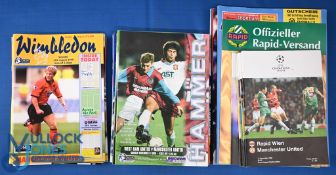 1996/97 Manchester Utd complete league season away programmes (19); FAC away at Wimbledon; Coca-Cola
