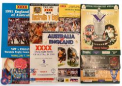 1991, 97, 98 & 99 England Rugby Programmes in Australia (9): 1991 v Australia, NSW, Victoria