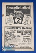 Pre-War 1932/1933 Newcastle Utd v Glasgow Rangers friendly match programme 21 September 1932 at