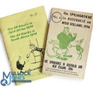 1956/1970 Coca-Cola NZ/SA Rugby Itinerary Cards (2): Popular issues, one from the 1956 SA tour to