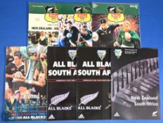 1994/97/2002/08 New Zealand v S Africa Test Rugby Programmes (7): The trio of tests for the All