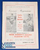 1955/56 *Peter Doherty's Selection v Glasgow Celtic match programme at Celtic Park, Belfast 15 May