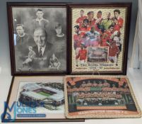 Manchester United Football Pictures: a 1978-79 team photograph with wicker frame, Sir Matt Busby