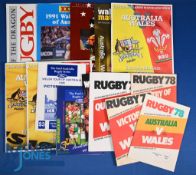 1978-2012 Wales in Australia Rugby Programmes (14): 1978 v Victoria, grubby, NSW Country, quite