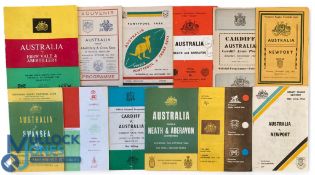 1947-66 Australia in Wales Rugby Programmes (18 inc dup'n): 1947 v Abertillery/Cross Keys (p/h),