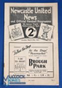 Pre-War 1932/1933 Newcastle Utd v Arsenal (champions) Div. 1 match programme 25 March 1933; slight