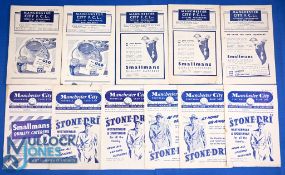 Selection of Manchester City home match programmes 1946/47 Luton Town, Sheffield Wednesday (ink