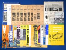 Selection of Watford home match programmes 1954/55 Southend Utd (cover loose, poor), 1957/58
