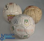 3 Vintage Multi Signed Footballs, to include Liverpool and Wrexham, and an unknown, requiring some