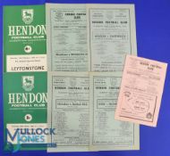 Selection of Hendon FC home match programmes 1946/47 Wealdstone (Middx. Charity Cup s/f, 12