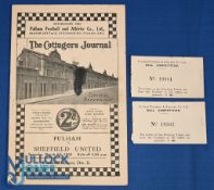 1937/1938 Fulham v Sheffield Utd Div. 2 match programme 5 March 1938 at Craven Cottage (ink mark