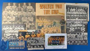 10x Wolverhampton Wanderers Signed Team Football Photographs, Newspaper Cutting Poster, starting