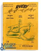 1961 S Africa v Australia 1st Test Rugby Programme: Ellis Park issue, good cover, souvenir
