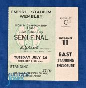Ticket: 1966 World Cup semi/final match ticket England v Portugal 26 July at Wembley; good. (1)