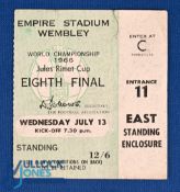 Ticket: 1966 World Cup match ticket France v Mexico 13 July at Wembley; small edge tear. (1)