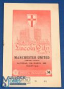 1954/55 Lincoln City v Manchester Utd friendly match programme 12 March 1955, small rust to