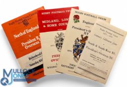 1970 England Centenary, Pres. Overseas XV Rugby Programmes (4): v England; the Midlands, London &
